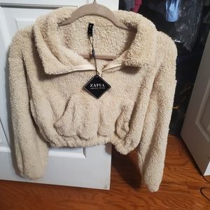 Zaful Taupe Fleece Sweatshirt